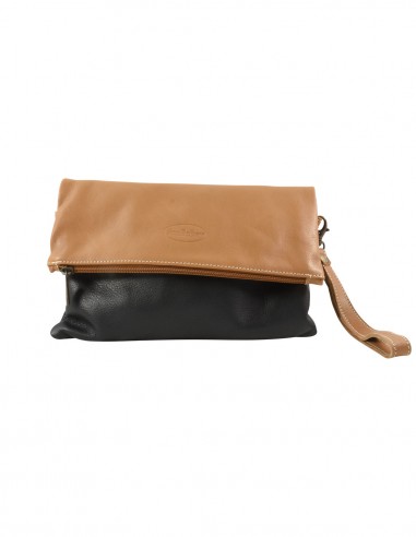 Shoulder bag bicolored leather /black