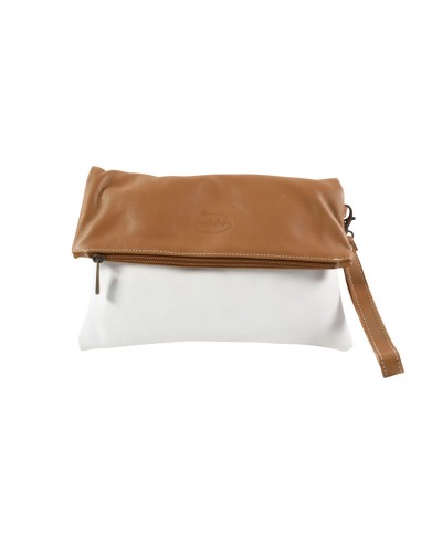 Adjustable shoulder bag bicolored nappa leather /white