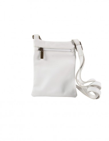 Adjustable shoulder purse in nappa leather white
